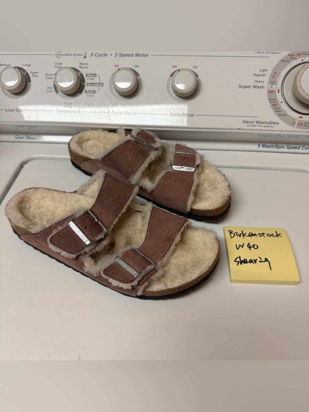 Birkenstock Suede Shearling Sandals in Dusty Rose 40 W9